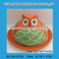 Colorful ceramic owl butter container